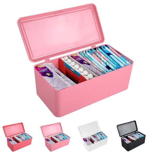 ChengFu Pad and Tampon Organizer for Bathroom,Sanitary Napkin Holder, Pad and Tampon Organizer for Period, Sanitary Napkin Storage Container, Light Pink