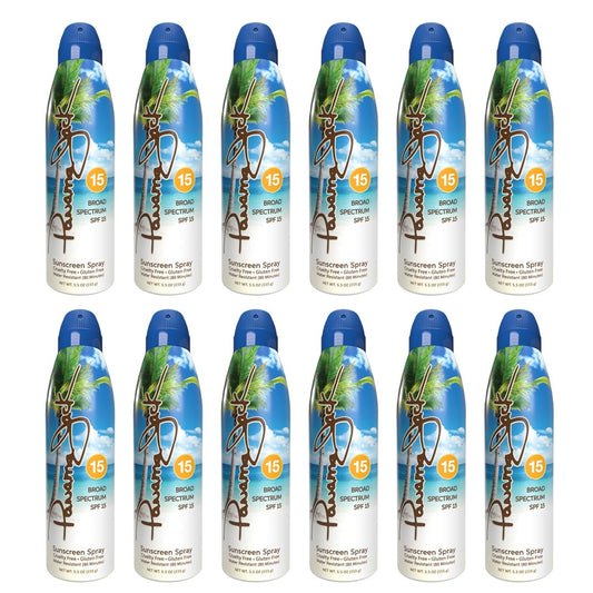 Panama Jack Continuous Spray Sunscreen - SPF 15, Broad Spectrum UVA/UVB Protection, PABA, Paraben, Gluten & Cruelty Free, Water Resistant (80 Minutes), 5.5 OZ (Pack of 12)