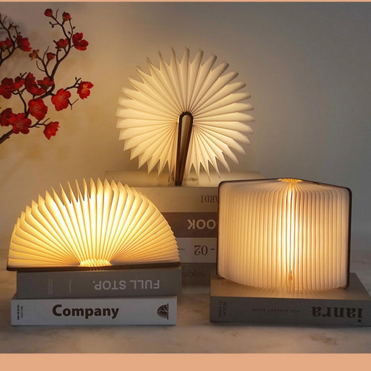 Vilygret 3 Colors Rechargeable Folding Book Lamp, Wooden Book Night Light,Birthday Christmans Thanksgiving Gift for Women Boys Kids Girls