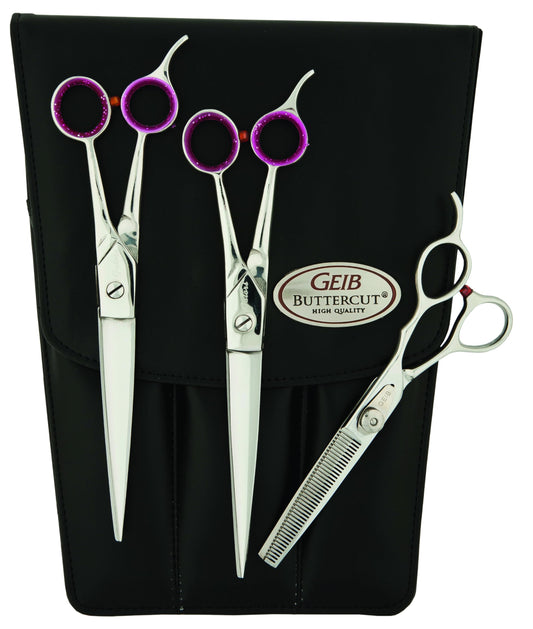 Geib Buttercut Dog Grooming Scissors, Stainless Steel Professional Dog Grooming Kit - Curved, Straight and Thinning Shears, 3 in 1 pet grooming kit