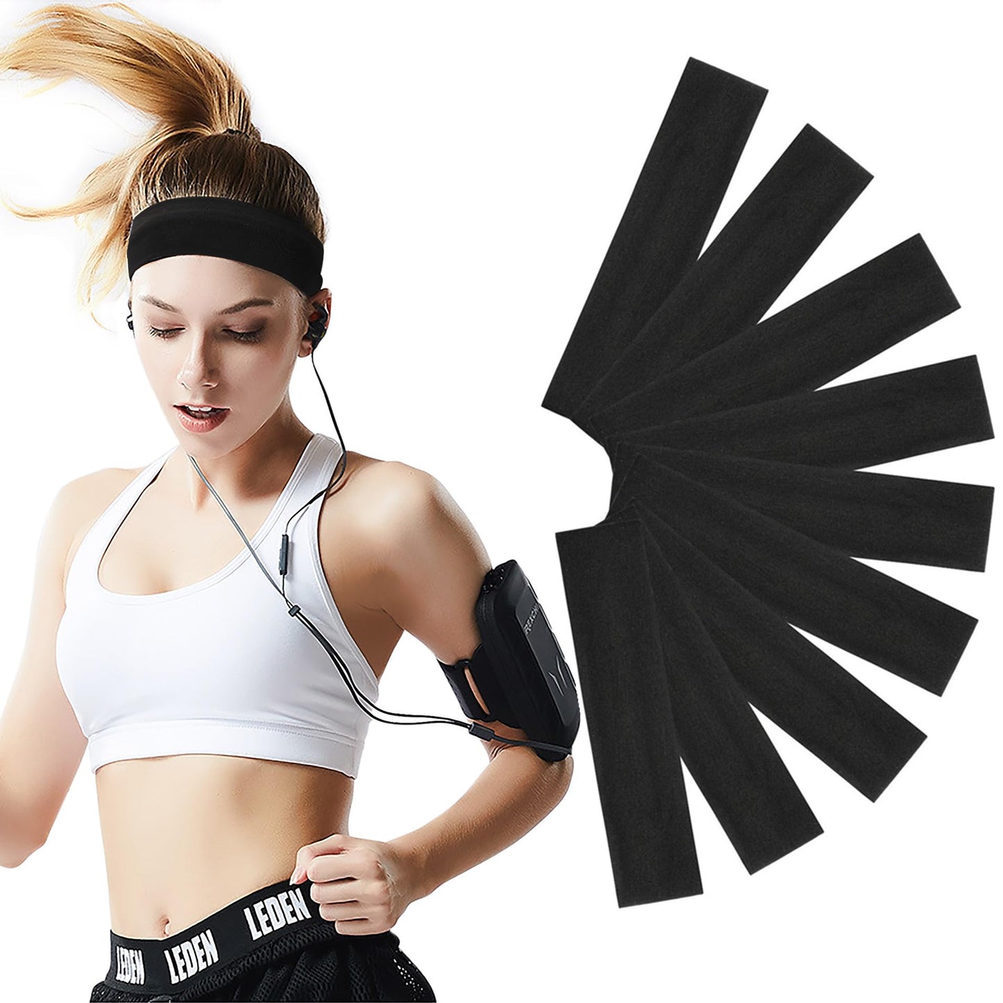 Headbands for Women 9Pcs, Cotton Like Headbands Women Men 2.5 inch Wide, Soft Sweat Wicking Stretchy Headband for Women Girls Sports Yoga Running