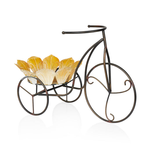 Alpine Corporation ALL376 Sunflower Tricycle Plant Stand Decor, Colorful Planter for Patio, Deck & Garden, 12"H, Multicolor