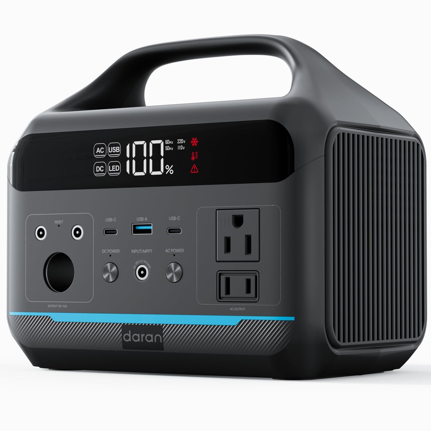 DARAN Portable Power Station 600W(1200W Surge) - 288Wh(90,000mAh) Solar Generator LiFePO4 Battery with AC DC Outlets, 8.3LB Portable Charging Station for Camping, RV, Home, Emergency (Solar Optional)