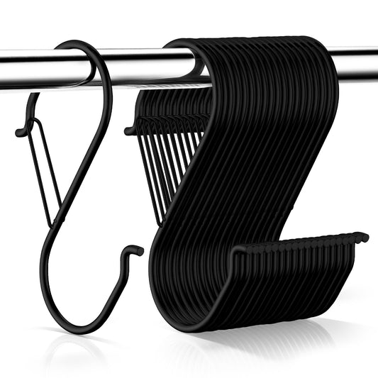 HCTESCO Heavy Duty Large S Hooks, 4.96 inch, Black, Set for Hanging Plants, Carabiners, Kitchen Cabinet Handles,s Hooks Buckle Side is Suitable for mostrods,Less Than 1.2inch in diamete(16)