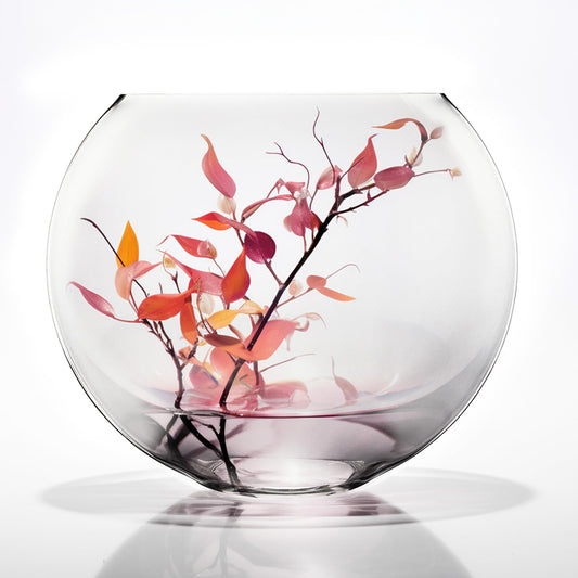 CYS EXCEL Glass Moon Vase Oval Bowl (H:11.75" L:14") | Multiple Size Choices Round Flower Vase Centerpiece | Plant Terrarium Bowl Vase