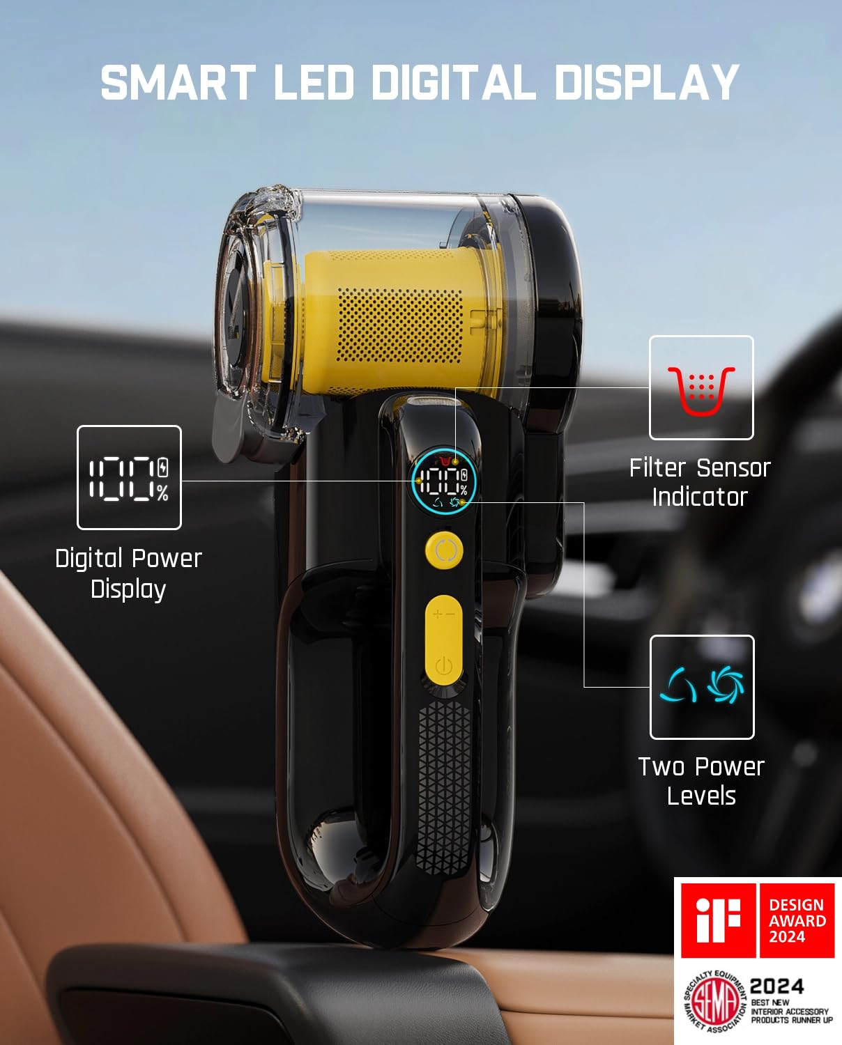 Fanttik Fold V10 APEX Pivot Cordless Car Vacuum, 17000Pa Handheld Vacuum Suction Power, Smart LED Display, Portable for Car Home Pet (Deluxe with Flexible Hose&Pet Brush)
