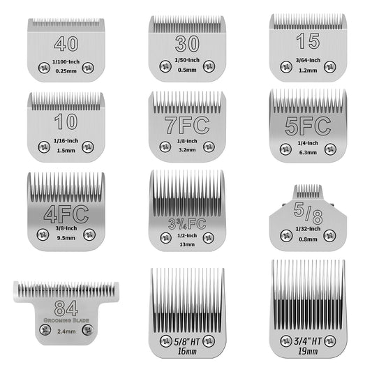 YAZIYIR Pet Dog Grooming Detachable Ceramic Blades Kit,Compatible with Andis,Oster A5,Wahl KM10 Clippers,Cut Length 1/100"(0.25mm) to 3/4" (19mm),12 Pack (12 Pack)
