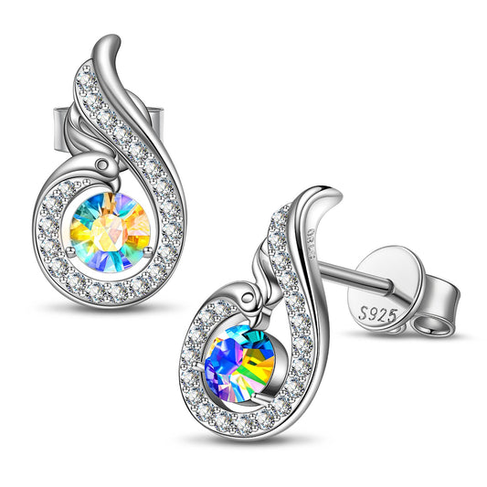 Kate Lynn Phoenix Earrings 925 Sterling Silver Stud Earrings for Women Crystal Jewelry, Birthday Gifts for Women Wife Christmas Mothers Day Gifts for Mom Daughter Sister Friend