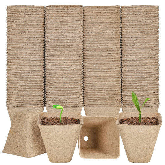 YESIACE 126 Packs Square Peat Pots, 3.15 Inch Seed Starting Pots with Drainage Holes Square Nursery Pot,Biodegradable Eco-Friendly Round Plant Seed Starter Peat Germination Seedling Trays