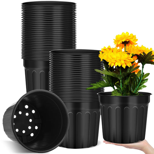 Ziliny 40 Pcs 2 Gallon Plant Nursery Pots Bulk Flexible Plastic Pots for Plants Thickened Soft Seed Starting Container with Drainage Hole Garden Pot Flower Container for Succulents Seedlings