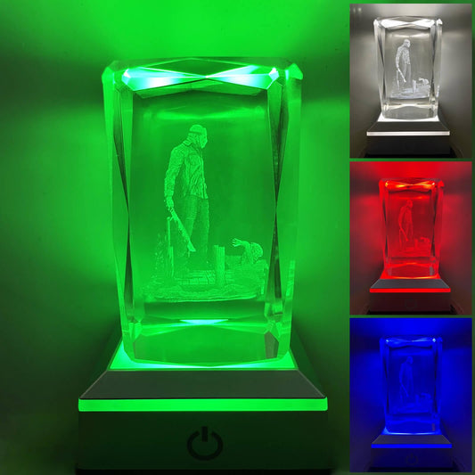 POCOSER Horror Movie Merchandise Gifts Classic Character Figures 3D Crystal Lamp with Base, Scary Colorful LED Night Light Gift for Christmas Halloween Party Men Women Lover Fan Merch Collector