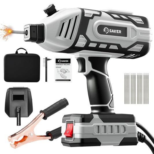 Saker Portable Electric Welding Machine,110V Portable Welder Handheld with IGBT Inverter 5 Variable Current Adjustment, ARC Welder Gun, Fits for 3/32" Wire Rods (Grey)