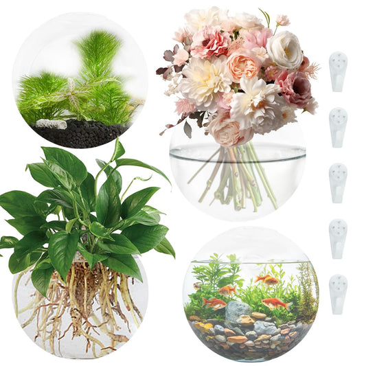 4 PCS Wall Propagation Planters, Wall Planter for Indoor Plants Oblate Glass Vases, Glass Flower Vase Holder for Hydroponics Plants Propagatio Modern Home Corridor Decor