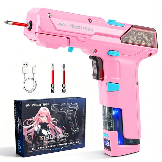 CIOURSTO Electric Screwdriver Cordless Drill with 2000mah Replaceable Battery and Charger Quickly USB-C, Max 15N.m, 2 Speed Adjustable, Power Drills for Furniture Assembly Disassembly (Pink)