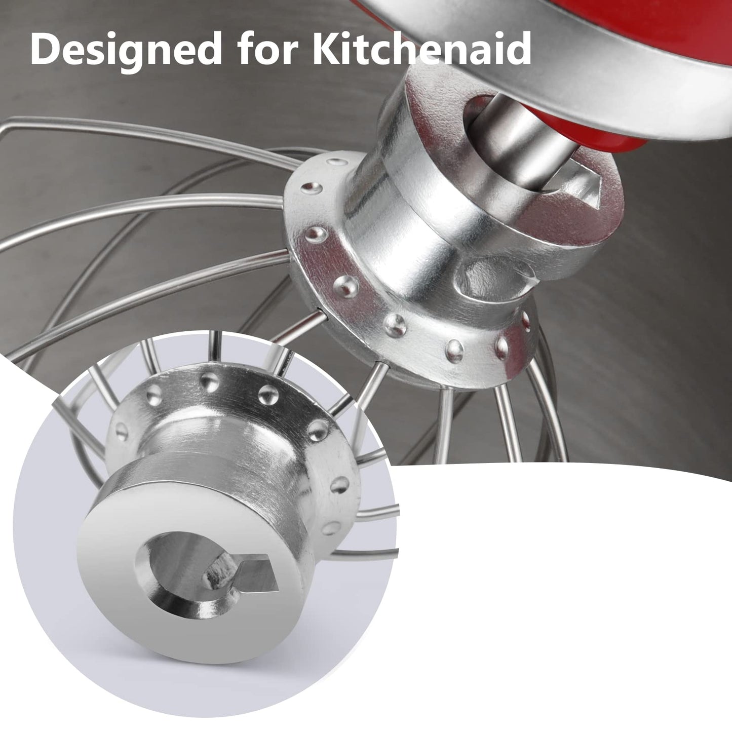 LETOMS Wire Whip for Kitchenaid Stand Mixer 5QT Lift and 6QT, Whisk Attachment for KitchenAid, Stainless Steel Egg Cream Stirrer