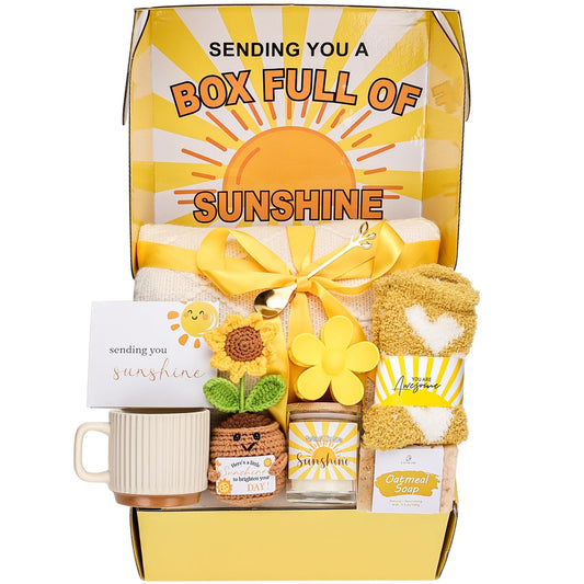 Gift Baskets for Women, Unique Birthday Gifts for Women,Get Well Soon Gift Basket,Mothers Day Gifts, Care Package Sending Sunshine Box Thinking of You for Mom Wife Sister Best Friends Teen Girls