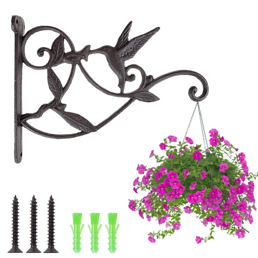 SEISSO Hanging Plant Bracket Iron Hummingbird Plant Hanger Wall Decor, Vintage Home Heavy-Duty Metal Hooks for Flower Pots Bird Feeder Lanterns Wind Chime