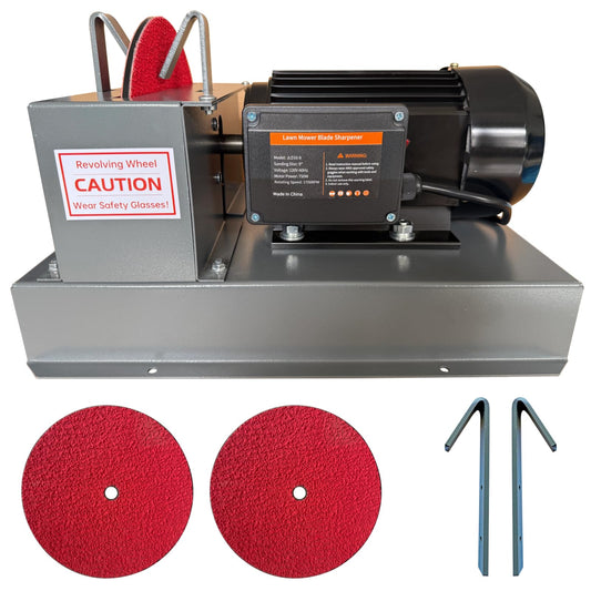 Goldsand Lawn Mower Blade Sharpener, 1HP 750W Lawnmower Blade Grinder Professiona with 9-inch Red Ceramic Grinding Wheel, for High/Low Lift Blades, Gator Blades, Flat Blades