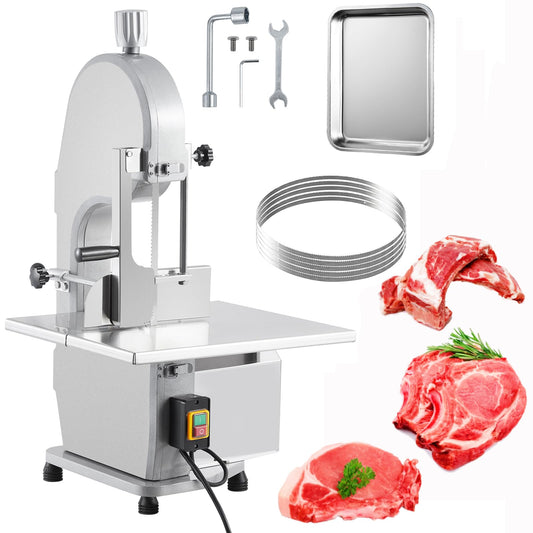 1100W Electric Bone Saw Machine, 0.16-7.09 Inch Cutting Thickness, Frozen Meat Cutter With 5 Saw Blades, 19.3"x15" Table Sawing for Chicken Fish Trotter Beef