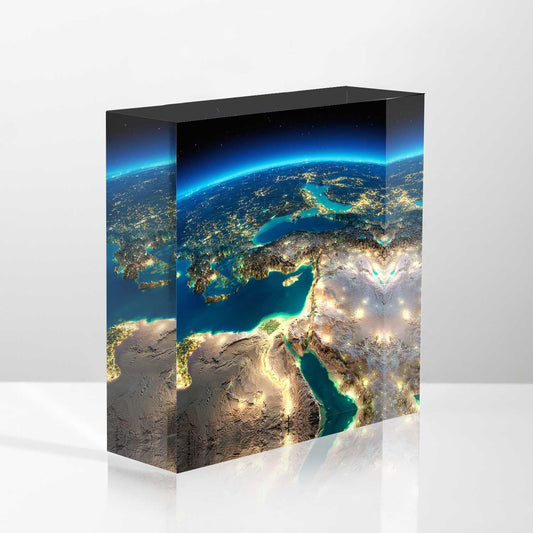 NOHSHE Desktop Decoration City Night View Illuminated By Moonlight Acrylic Desk Plaque Sign Congratulations Presents Appreciation,Presents for the Boss, Father's Day Presents