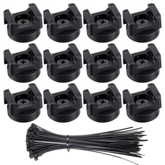 112 Pieces Magnetic Cable Zip Tie Mounts, 12 Pcs Magnets with 100 Pcs Cable Zip Ties, Multipurpose Magnetic Cables Holder for Cables Management, Wire Management Bases
