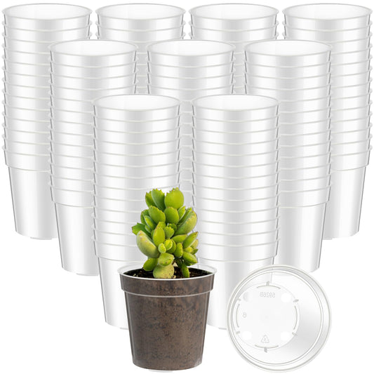 Yaomiao 80 Pcs 3 Inch Clear Mini Plastic Plant Pot Nursery Seedling Pots Seed Starter with Drainage Holes for Indoor Outdoor Garden Succulent Plants Cuttings Transplanting