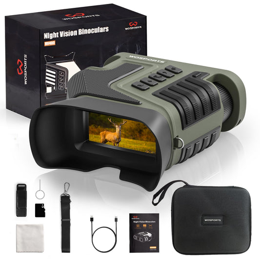 WOSPORTS 4K Night Vision Goggles, up to 80X Total Magnification 1315FT Infrared Night Vision, 64GB TF Card - Ideal for Camping & Outdoor Use