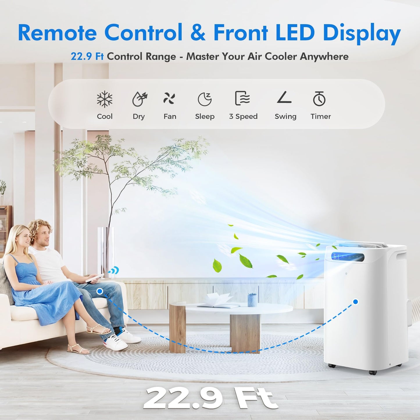 14000 BTU Portable Air Conditioners,Cools Up to 700 Sq.Ft, AC Unit with Cooling/Fan/Dehumidifier/Sleep Mode,Remote Control&Installation Kit, Portable AC for Large Rooms