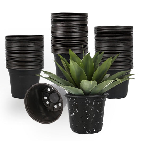 TAQIXI 100 Packs 4 5 6 Inch Nursery Pots, Plastic Nursery Pots for Plants with Drainage Holes, Seed Starting Garden Pots of Flower Plant Container for Succulents, Transplanting (100, 5 Inch)