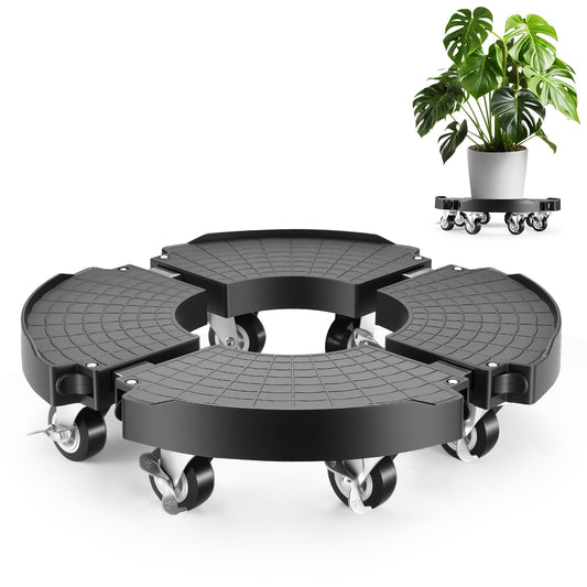 ZORVIO Plant Stand With 8 Locking Wheels,15-21In Adjustable Rolling Plant Stands General Large Plant Rolling Tray Indoor Outdoor 500Lbs Plant Caddy With Caster Wheels,Black Plant Stand Indoor