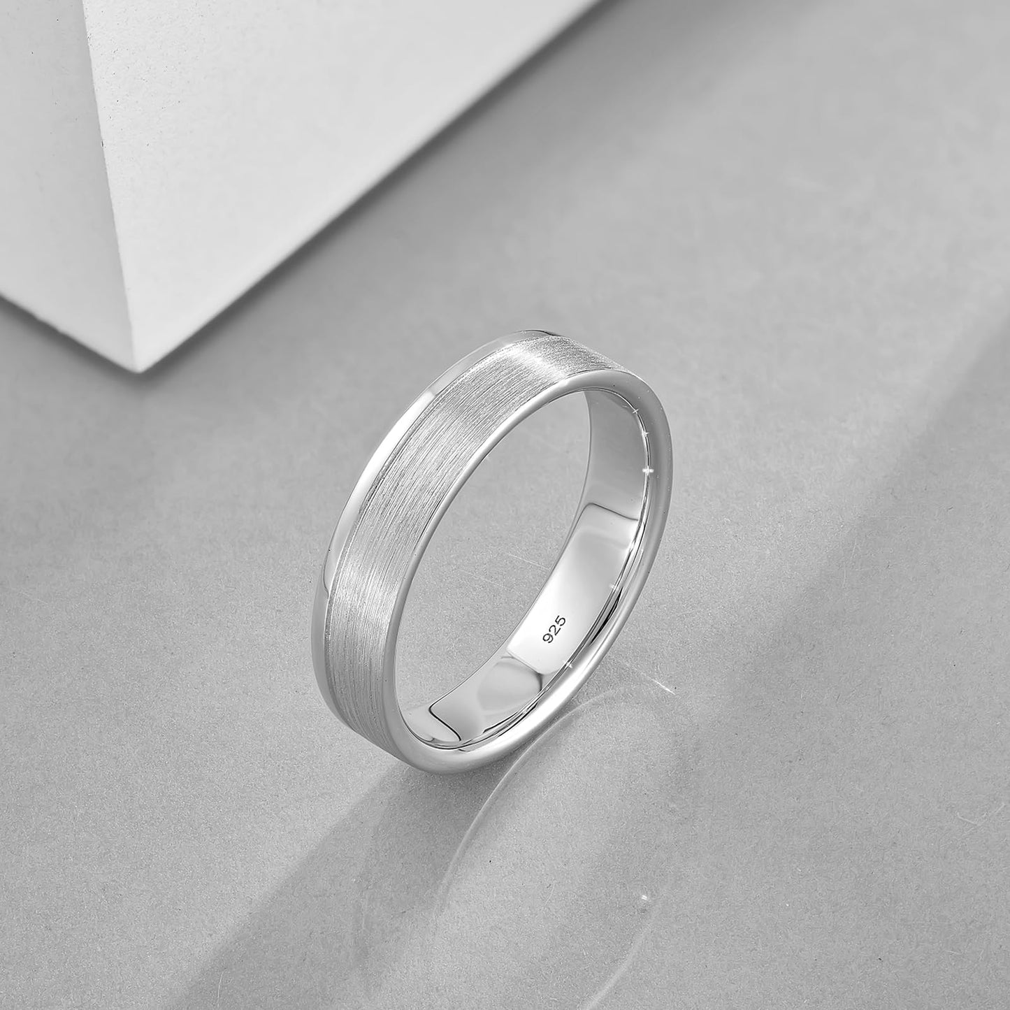 STARCHENIE Men's Wedding Band 925 Sterling Silver, 5MM, Brushed Matte Finish, Comfort Fit Band, Size 12