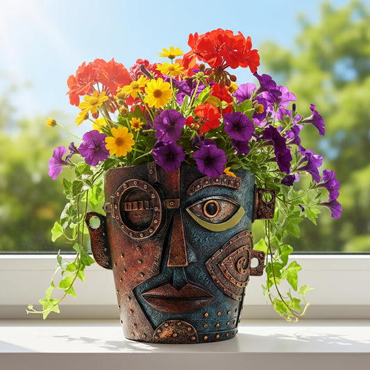 LINYTHER Abstract Face Planters Pots Head, Funny Head Planter Flower Pot with Drainage Hole Vintage Style Planter for Indoor Outdoor Garden Patio Home Office Decor and Home Art Decoration