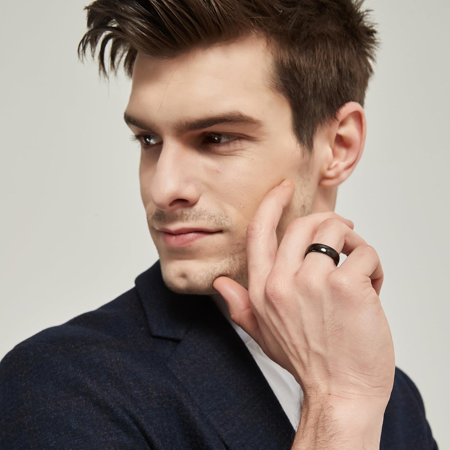 TRUMIUM 6mm Black Tungsten Ring for Men Women High Polished Comfort Fit Wedding Band Size 5