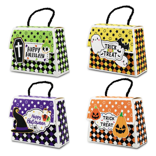Halloween Treat Boxes with Handles, 4 Pack Trick or Treat Candy Bags for Kids, Pumpkin Ghost Witch Party Favor Gift Boxes for Halloween Party Supplies(20pcs)