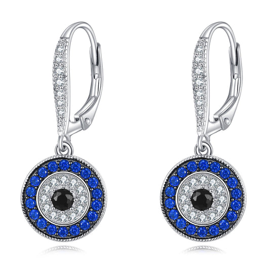 YFN Evil Eye Earrings for Women Sterling Silver Eye Dangle Earrings Minimalis Jewelry Gifts (Silver-Evil Eye Earrings)