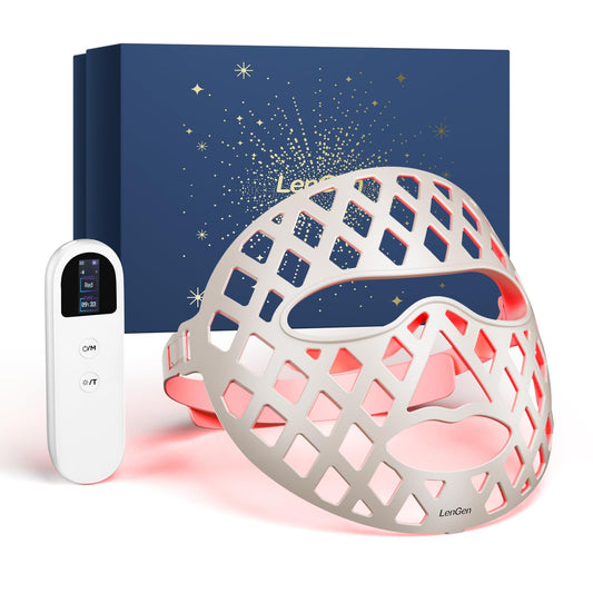 Led Face Mask Light Therapy, Lightweight Light Therapy Mask for Travel, Breathable, Comfortable Red Light Mask, Rechargeable & Multi-Wavelength Red Light Therapy Face for Home, Working, Travel