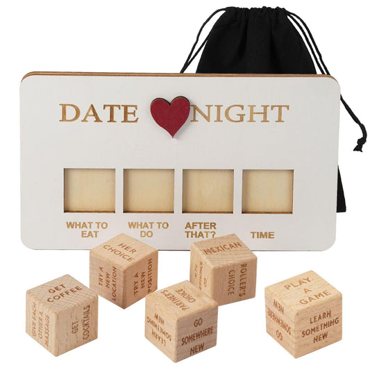 Date Night Dice,Wooden Dating Fun, Love, Food Decision Dice, Date Ideas,Gifts for Boyfriend-Girlfriend