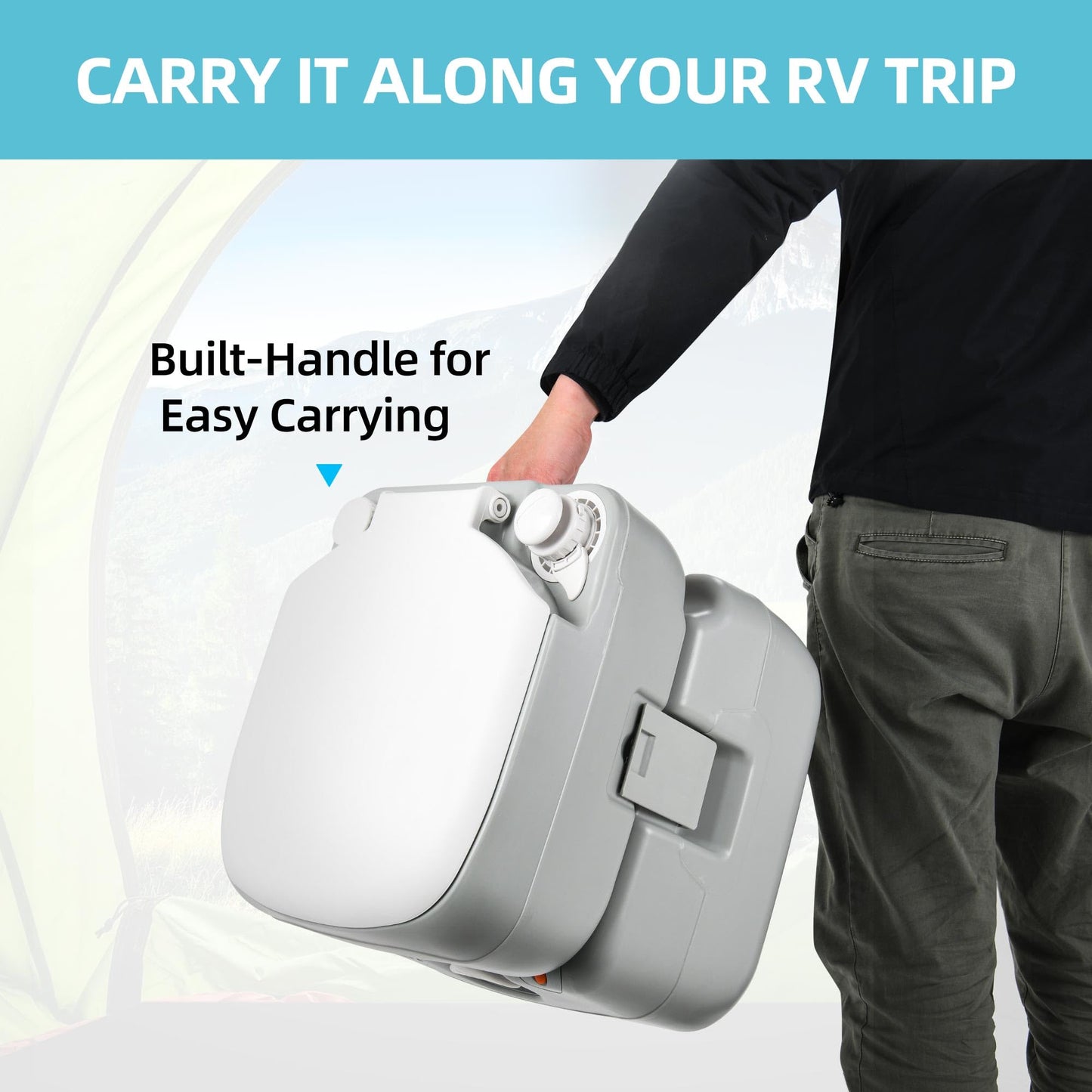 YITAMOTOR Portable Toilet 5.8 Gallon, Camping Porta Potty, RV Toilet with Handle Pump, Level Indicator, for Motorhome Travel, Car, Boat, Indoors and Outdoors