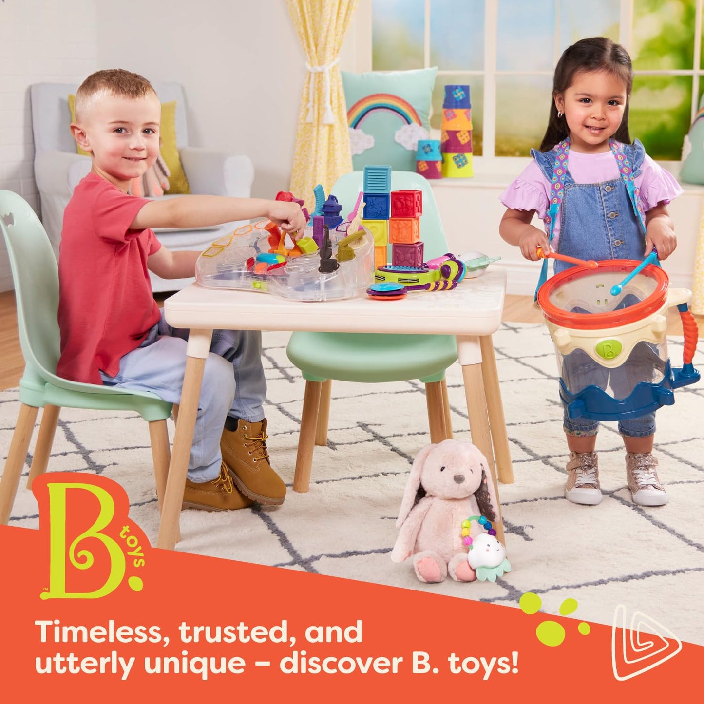 B. toys – Wooden Toy Cars Set with 6 Colorful Vehicles for Kids & Toddlers – Durable Trucks – Easy – Grip Kids Toys for Ages 1+