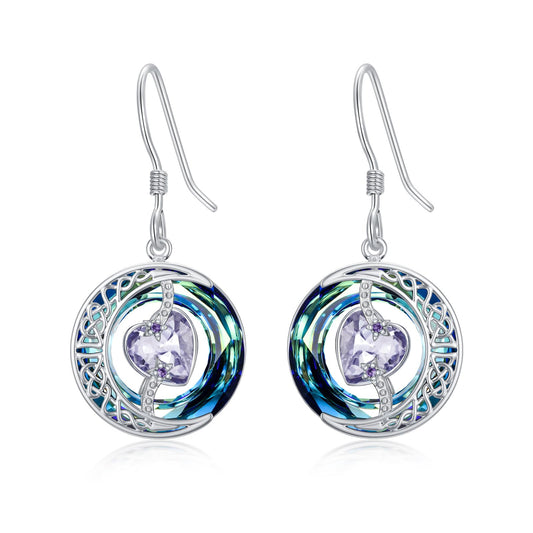 TOUPOP Alexandrite Earrings June Birthstone Earrings Sterling Silver Moon and Star Drop Dangle Earring Jewelry Blue Crystal Birthday Mothers Day Gifts for Women Mom Her
