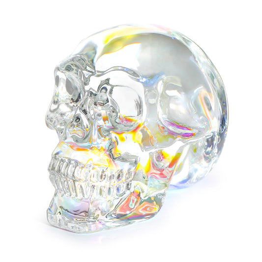 Ornalrist Crystal AB-Color Skull Head Figurines - Gifts for Skull, Witchy Lovers Men, Women, Halloween Day of The Dead Decor - Gifts Box 2.8inch