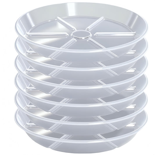 MSKIAUO 6 Pack Plant Saucers, 12 inch Clear Plant Trays, Durable Round Plastic Flower Plant Water Drip Tray for Pots Planter, Heavy Duty Plant Dish Pant Plate to Catch Water for Indoor & Outdoor