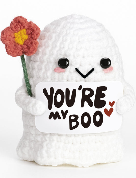 Frabaca You're My Boo Crochet Ghost - Anniversary Love Gifts for Women Men Her Him Boyfriend Girlfriend, Mothers Day Card for Wife from Husband for Valentine Birthday Halloween