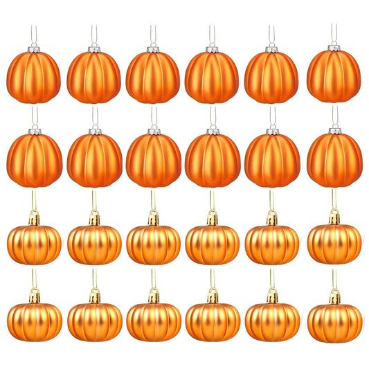 Pinenjoy 24Pcs Orange Pumpkin Hanging Ornament 2 Inch Mini Pumpkin Ball Fall Harvest Decoration for DIY Crafts Thanksgiving Halloween Christmas Tree Autumn Party Table Home Decor