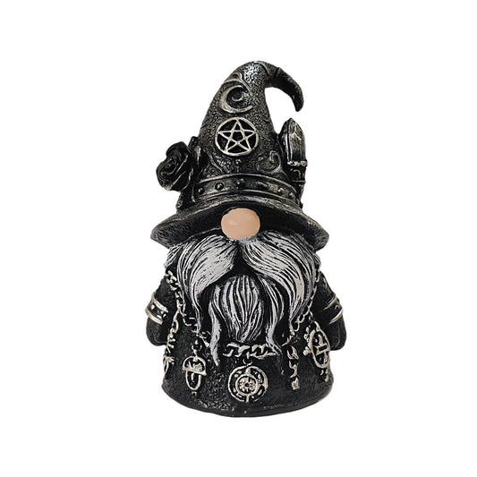 wsmart Gothic Garden Gnome Statue, Dark Academia Decor, Horror Collectible Figurines, Unique Halloween Decorations Cool Pagan Altar Witch Aesthetic Decoration Gift （Black Resin ）