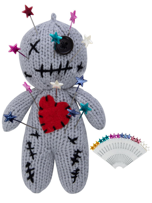 PATYGR 19 Pcs Voodoo Dolls Set with Creepy Doll Halloween Plush Pin Holder Horror Unique Funny Christmas Ornaments Fidget Gift for Adult(Knitwear, Grey)