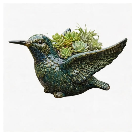 Cardinal Bird Succulent Planter, Red Bird Flower Pot with Drainage Hole, Cute Animal Flower Pots, Nature-Inspired Gardening Décor for Home, for Outdoor Plants(Hummingbird)