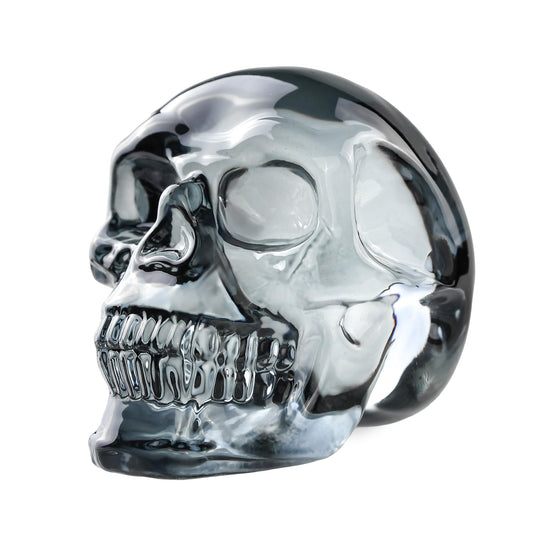 QIANCHANG Black Plating Glass Skull Figurines, Skeleton Heads Model for Day of The Dead/Halloween, Gothic Decor Skull Gifts for Women