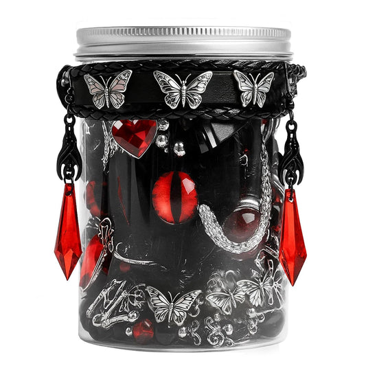 SMUOBT Gothic Mystery Box for Women - 40-45 Piece Goth Lolita Jewelry Set Earrings Necklace Bracelet, Punk Witchy Accessories Gift Collection, Surprise Blind Box