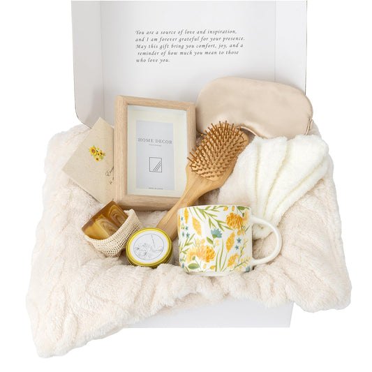 Foldifyzen Birthday gifts for women, Get well soon gift baskets,care package with sunflower coffee mug,sunflower pattern gift box to color as unique gift baskets for women.